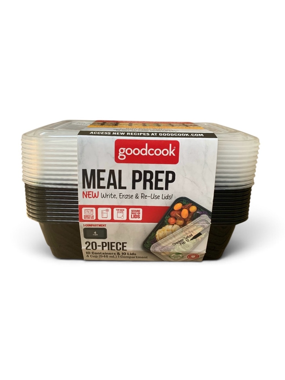 GoodCook Meal Prep Containers 20-Piece Set NEW 10 Containers + 10 Lids BPA Free
